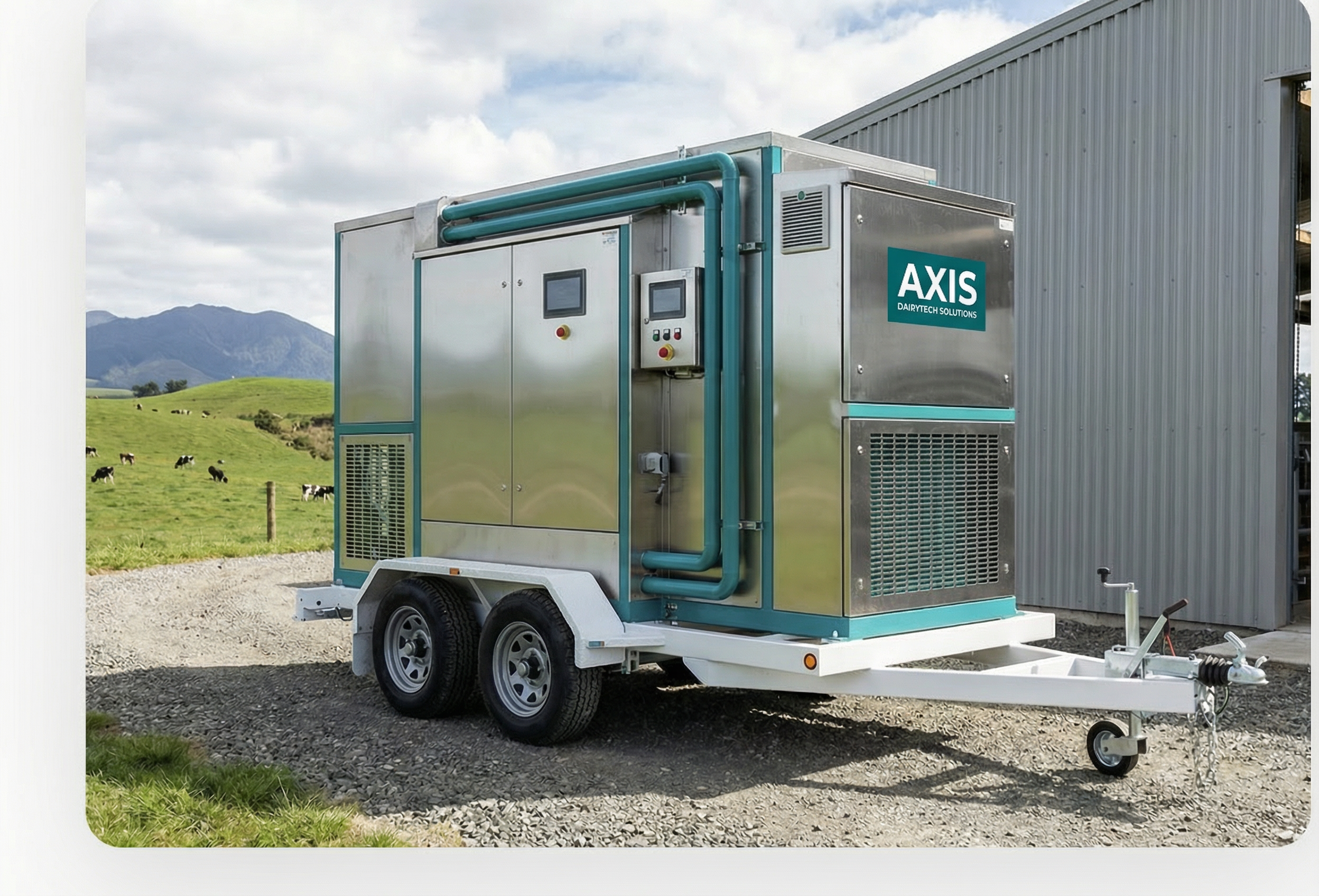 AXIS drying system on trailer at a dairy farm